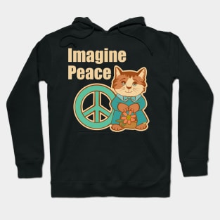 Imagine Peace Cat Hoodie